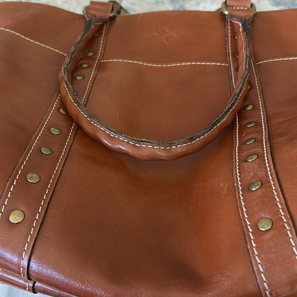 Patricia Nash all leather lined in suede bag 11 x 13 brown unique handle - Picture 7 of 9